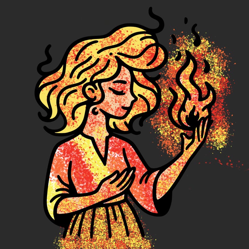 woman with fire