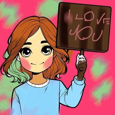 realistic girl holding up a sign