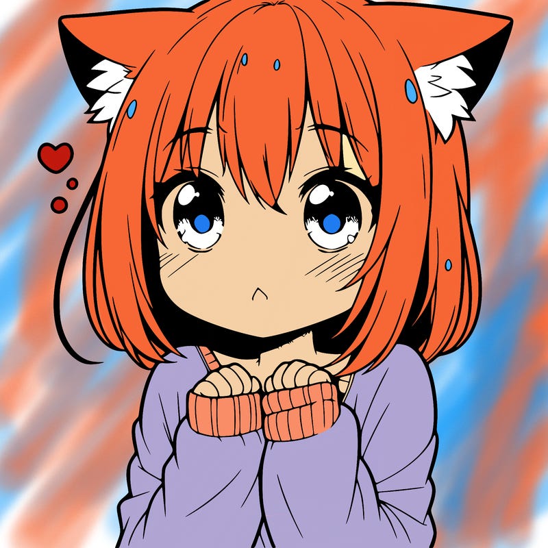 shy anime catgirl