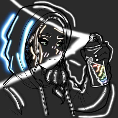 a realistic girl, spray painting