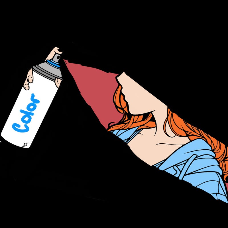 a realistic girl spray, painting