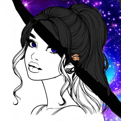 realistic girl with a ponytail on her hair and lips