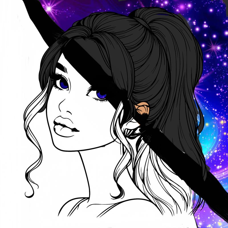 realistic girl with a ponytail on her hair and lips