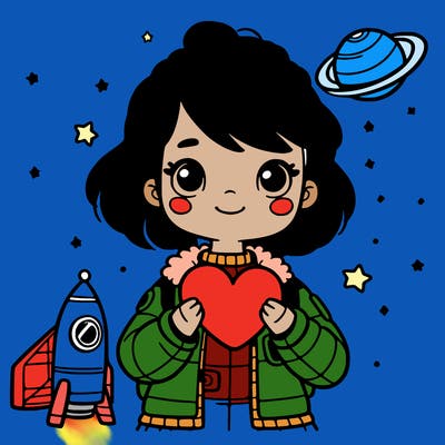 young girl who loves space