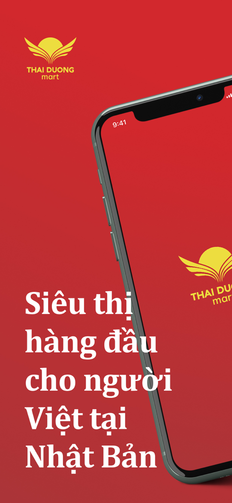 Thai Duong Mart - Thai Duong Mart mobile app splash screen with Vietnamese text for grocery shopping in Japan