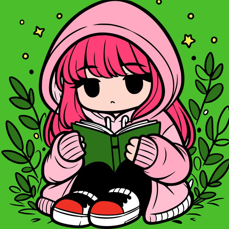 girl in oversized hoodie reading a book
