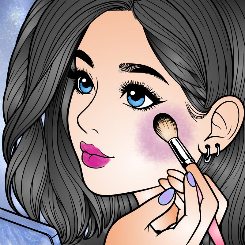 a realistic girl doing her makeup