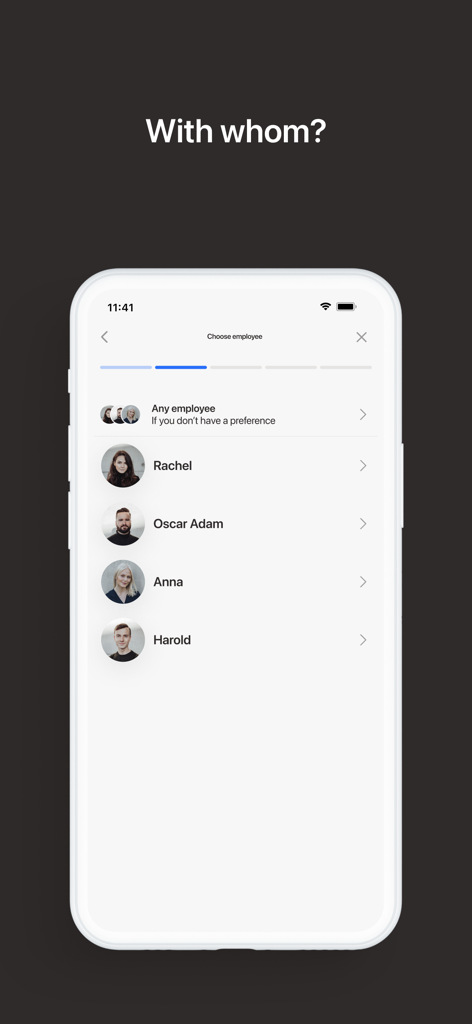 Pantalla de reserva en la aplicación Noona para elegir un proveedor de servicios específico.