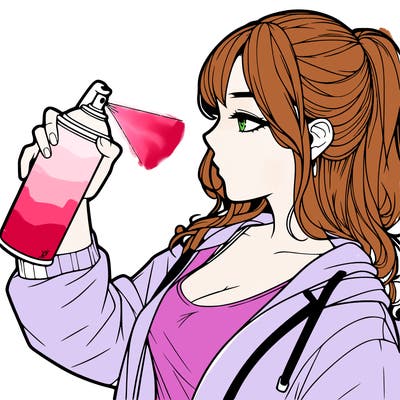 a realistic girl spray, painting