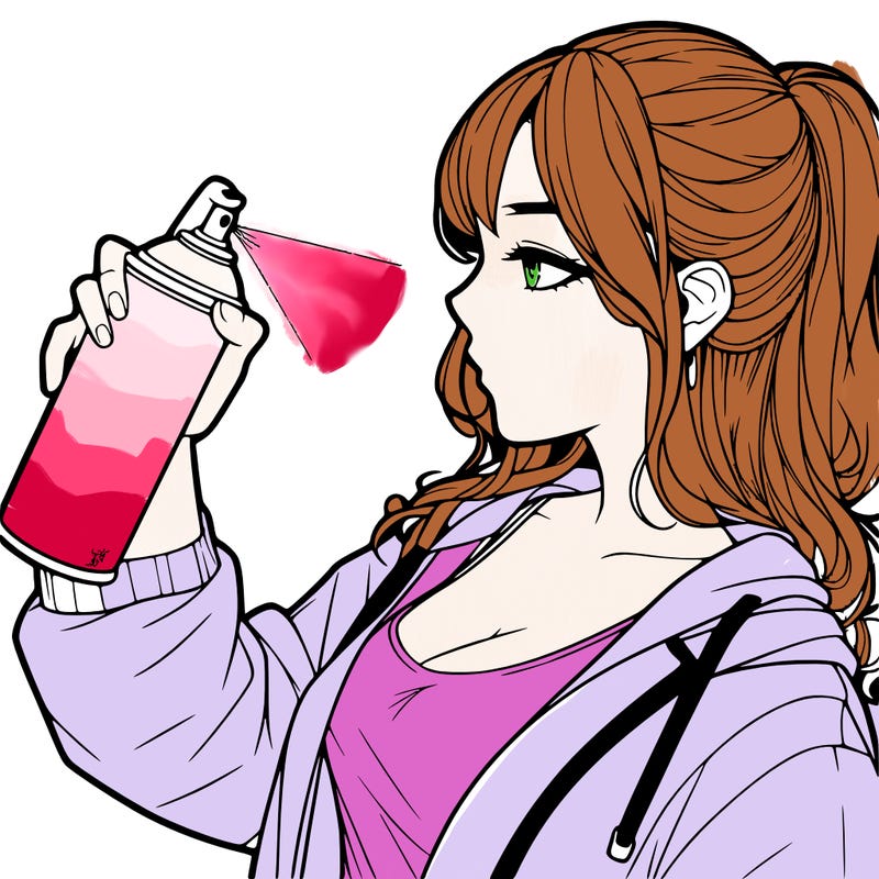 a realistic girl spray, painting