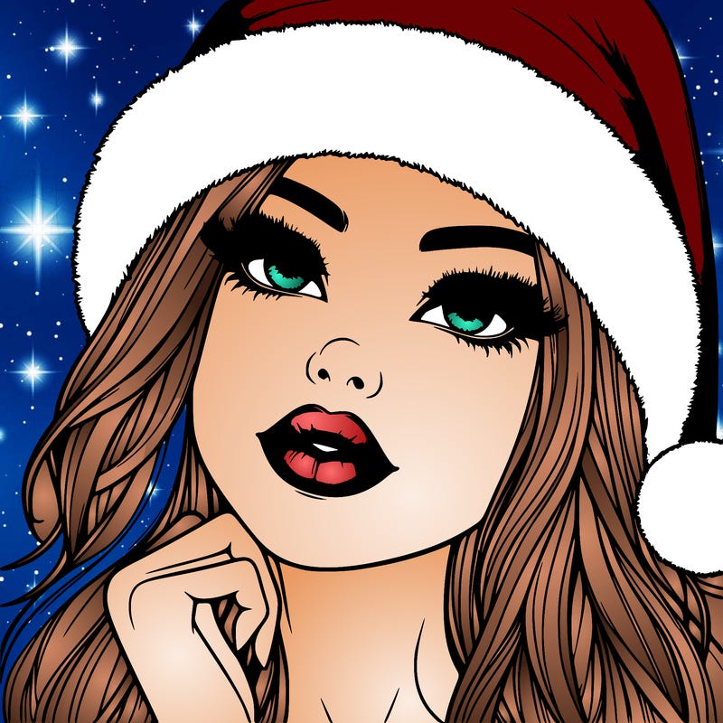 realistic christmas girl with lips
