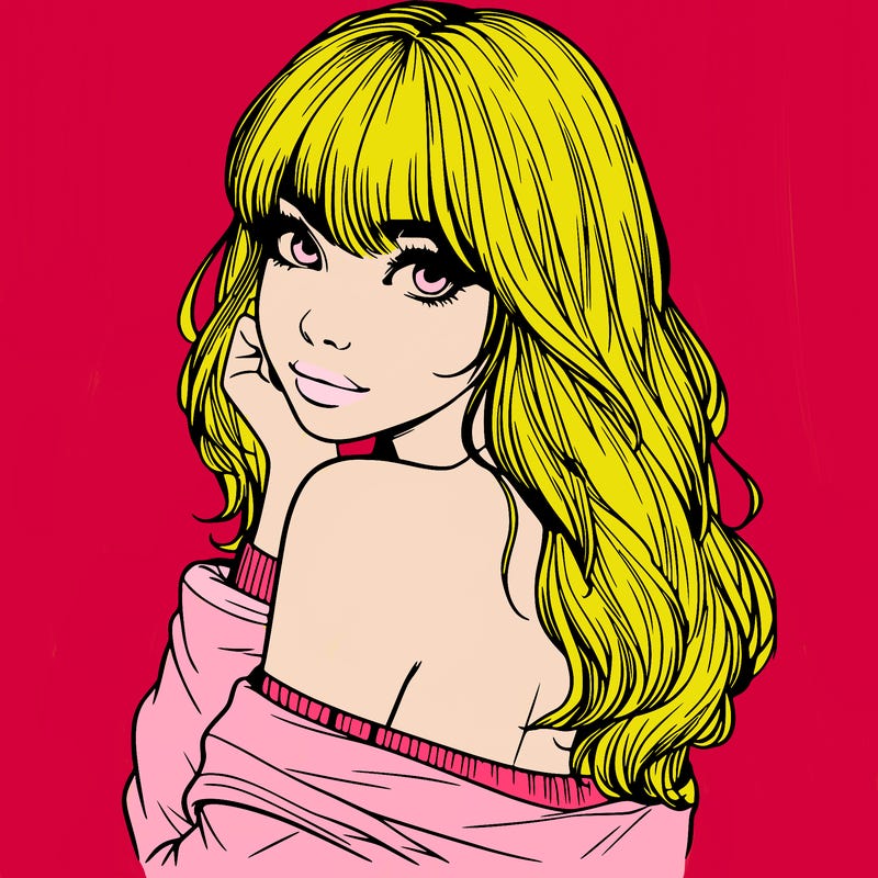 realistic girl with bangs looking over her shoulder