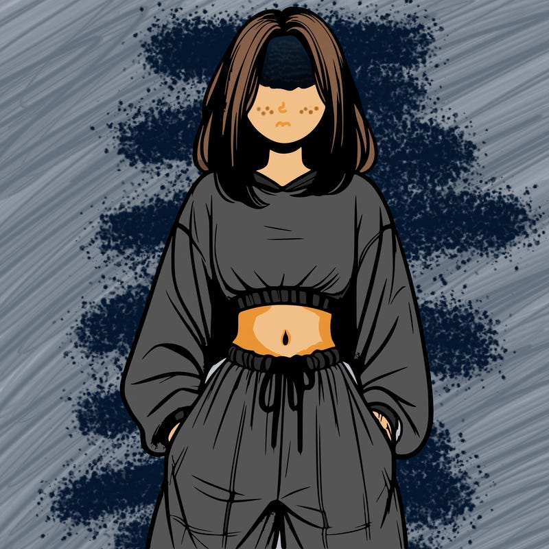 realistic girl faceless with baggy pants and a crop top