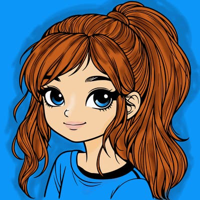 realistic girl with ponytail