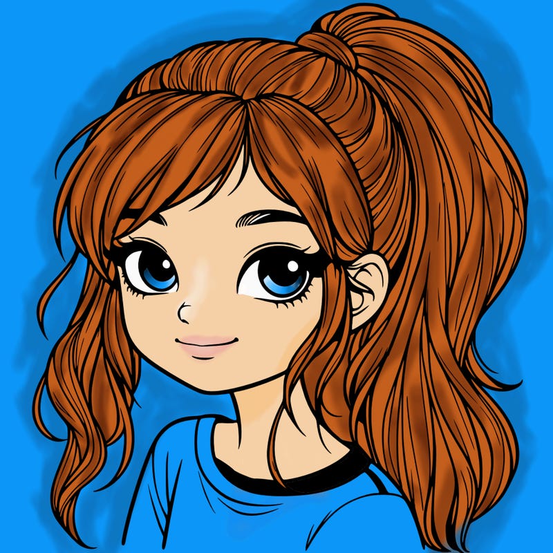 realistic girl with ponytail