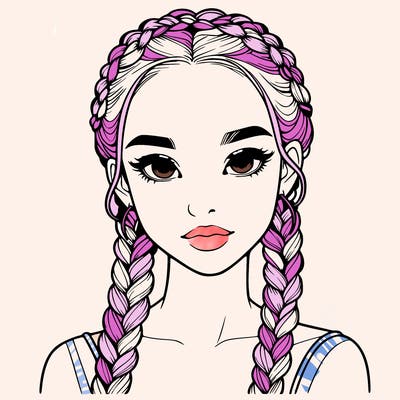 realistic girl with braids