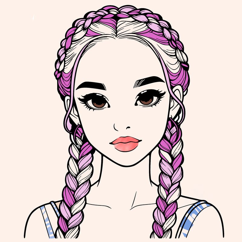 realistic girl with braids