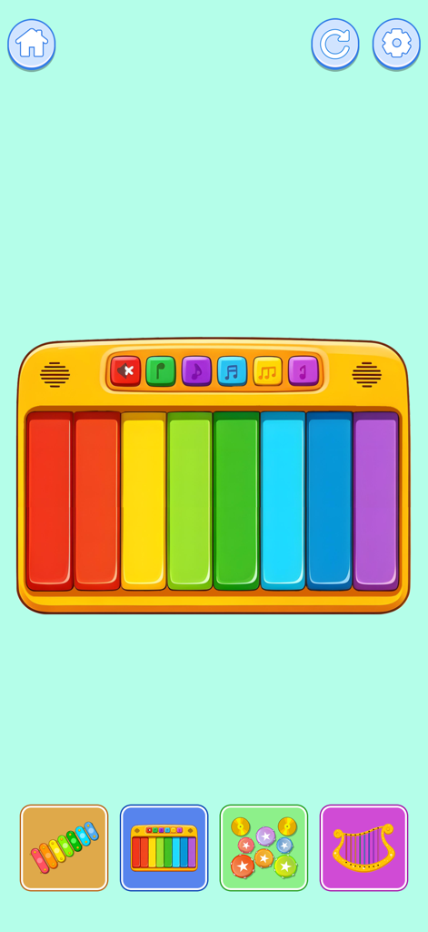 Mini Relaxing Game 2 - Una colorida interfaz de minijuego de piano de juguete para aliviar el estrés.