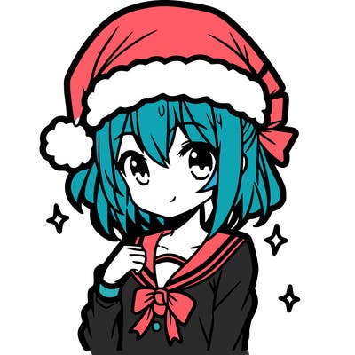 anime girl wearing a santa hat