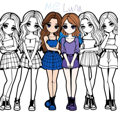 a group of girls realistic