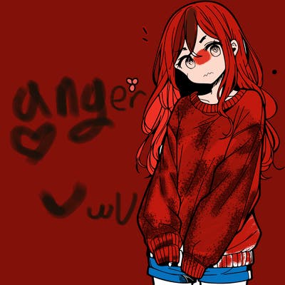 manga teen girl  in a sweater and baggy pants