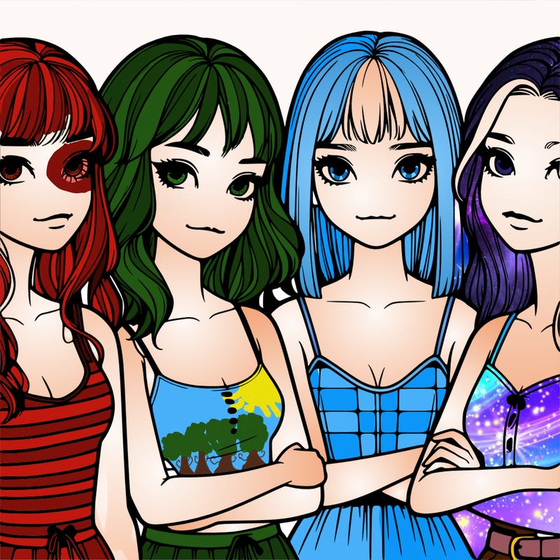 four realistic girls