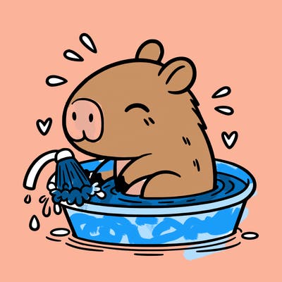 capybara taking a bath
