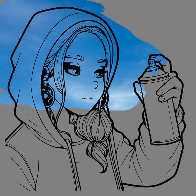 a realistic girl, spray painting