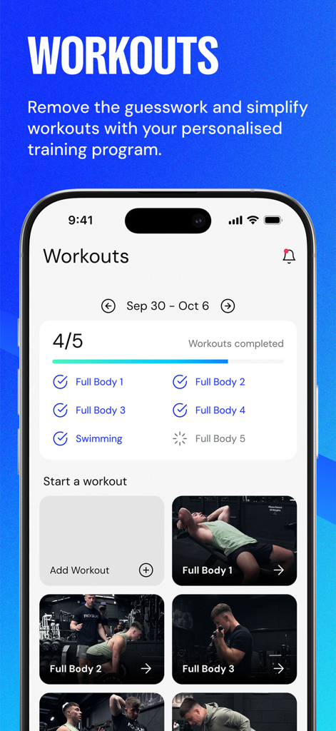 Glean App personalized workout program and progress tracker interface