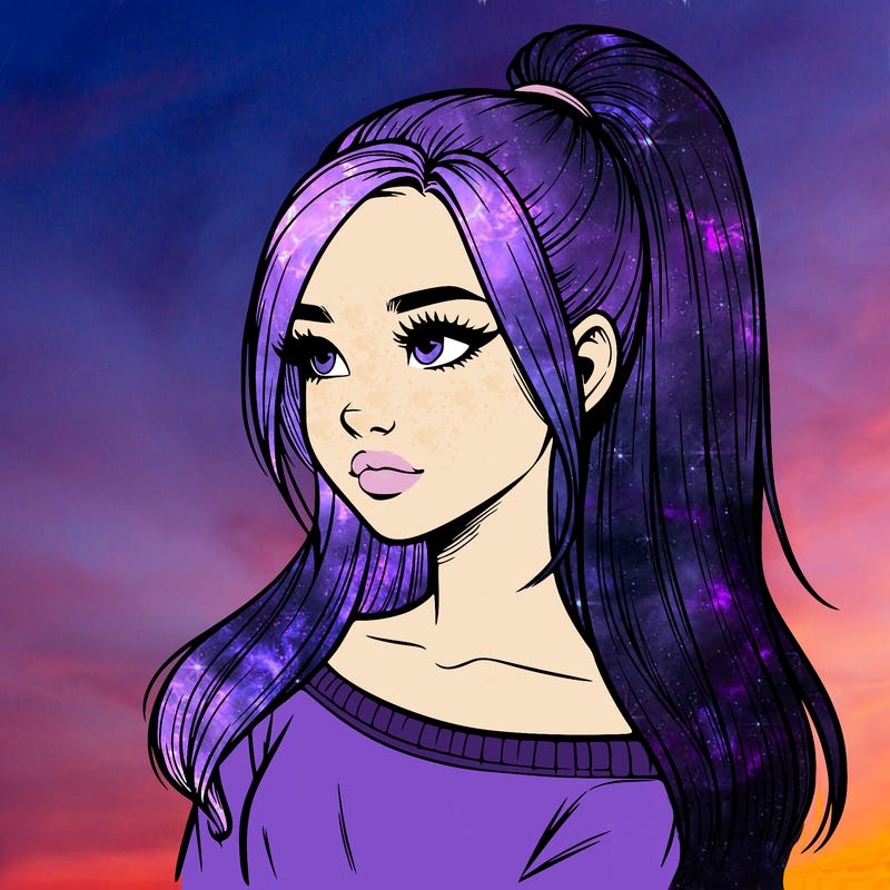 realistic girl with a high ponytail