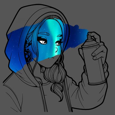 a realistic girl, spray painting