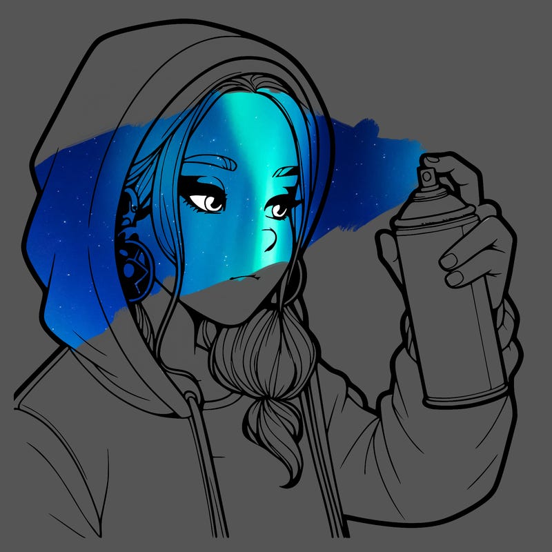 a realistic girl, spray painting
