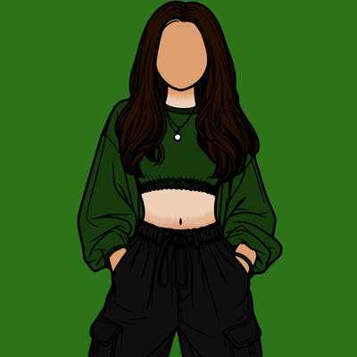 realistic girl faceless with baggy pants and crop top
