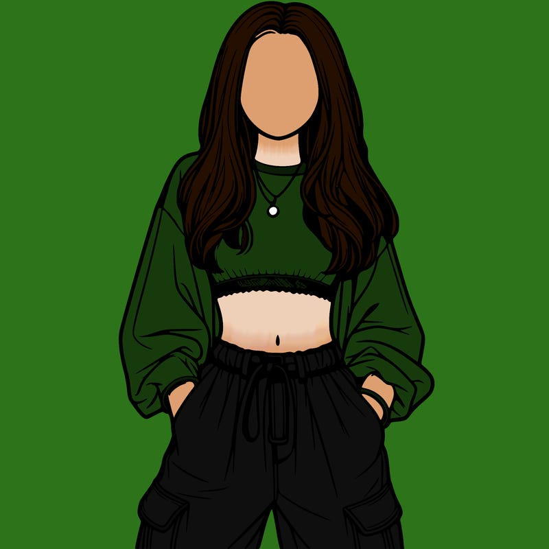 realistic girl faceless with baggy pants and crop top