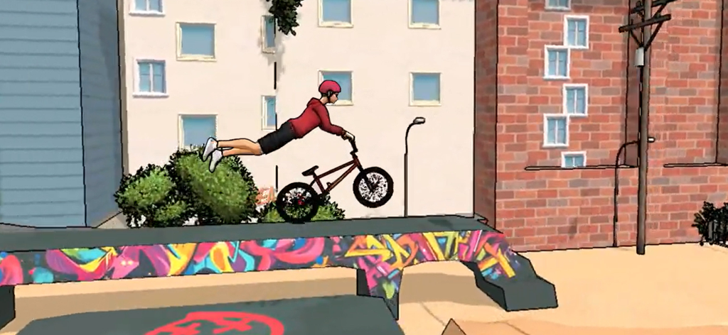 Red Bull Playgrounds - A BMX rider performing a stunt over a graffiti covered ramp in an urban environment