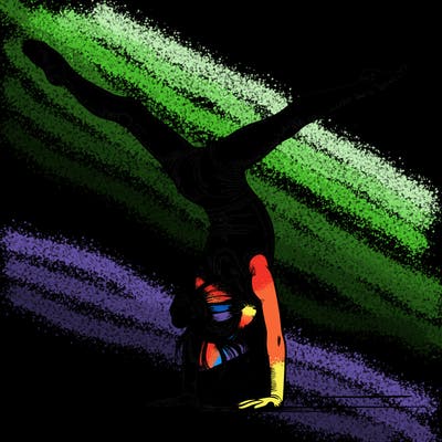 realistic gymnastic hand stand girl in four splits