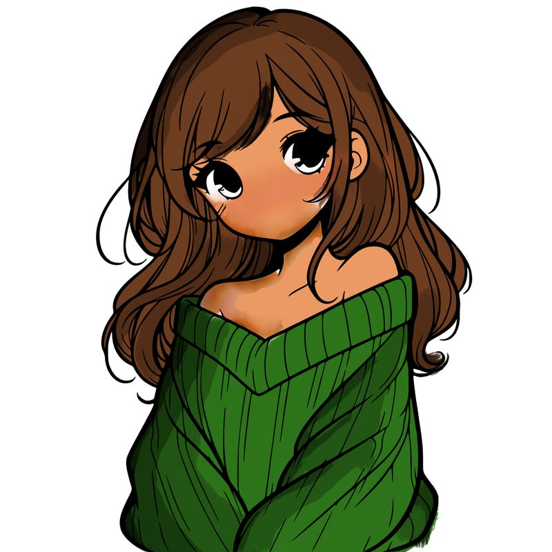 shy pretty girl wearing a sweater that is falling off one shoulder portrait