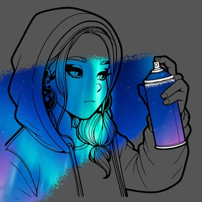 a realistic girl, spray painting