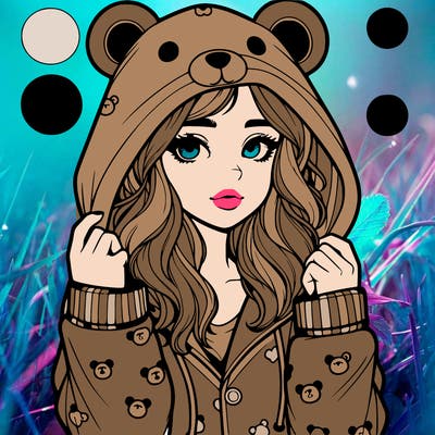 realistic girl in a animal pjs hoodie