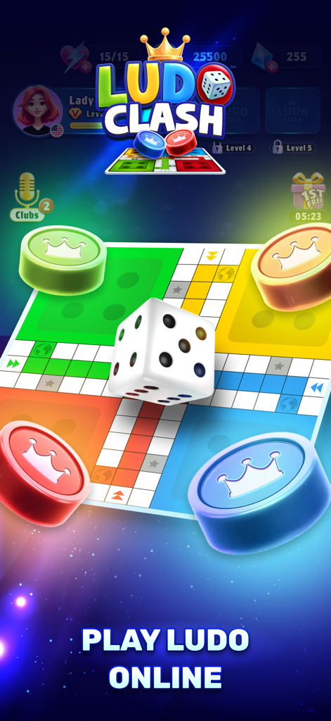 Ludo Clash: Play Ludo Online - Ludo Clash mobile game display with colorful board dice and tokens