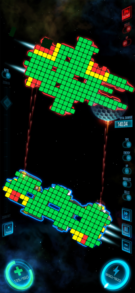 Tactical spaceship combat in Space Arena featuring modular grid designs and lasers