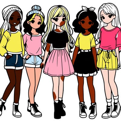 a group of five girls