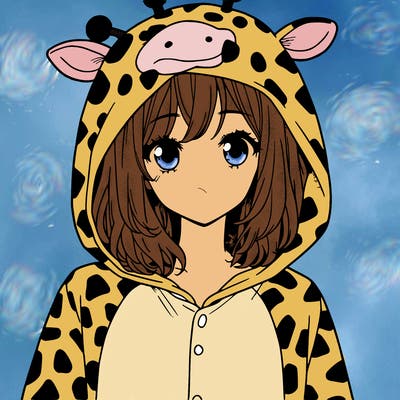 manga girl in giraffe onesie