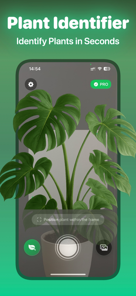 Leafify: Plant Identifier - Leafify app interface scanning a Monstera plant for instant identification