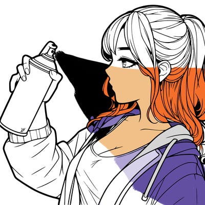 a realistic girl spray, painting