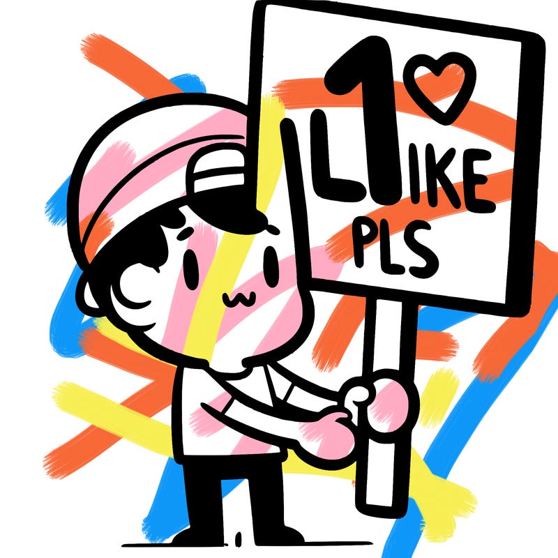 guy holding sign saying 1 like pls