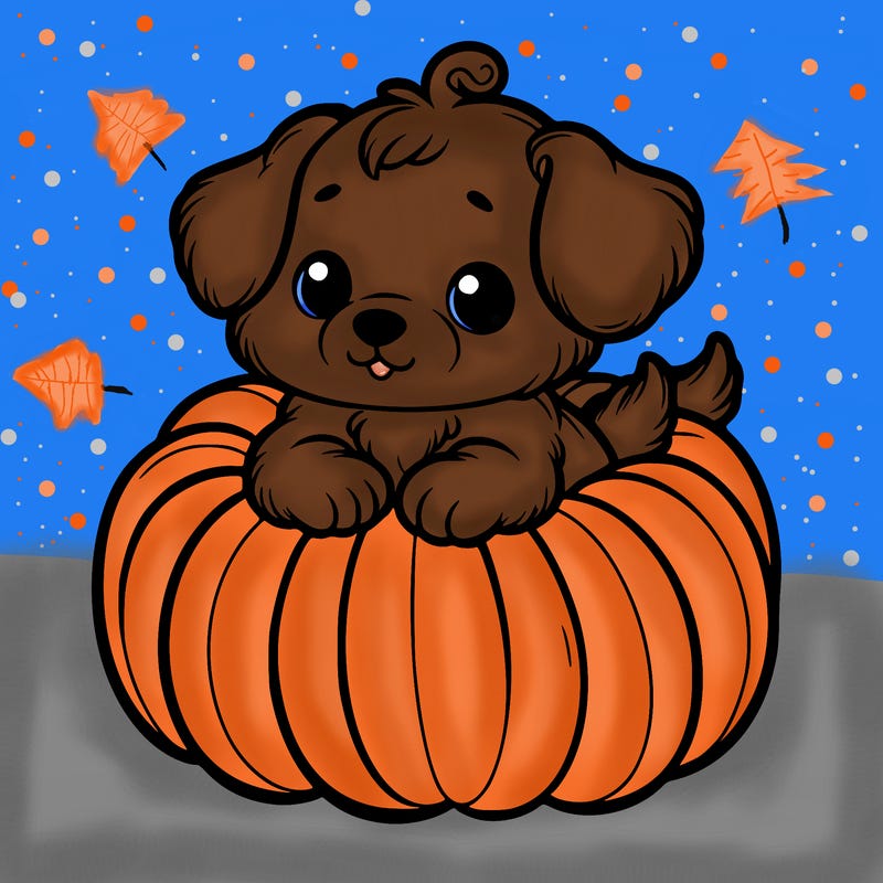 cute little puppy in a pumpkin