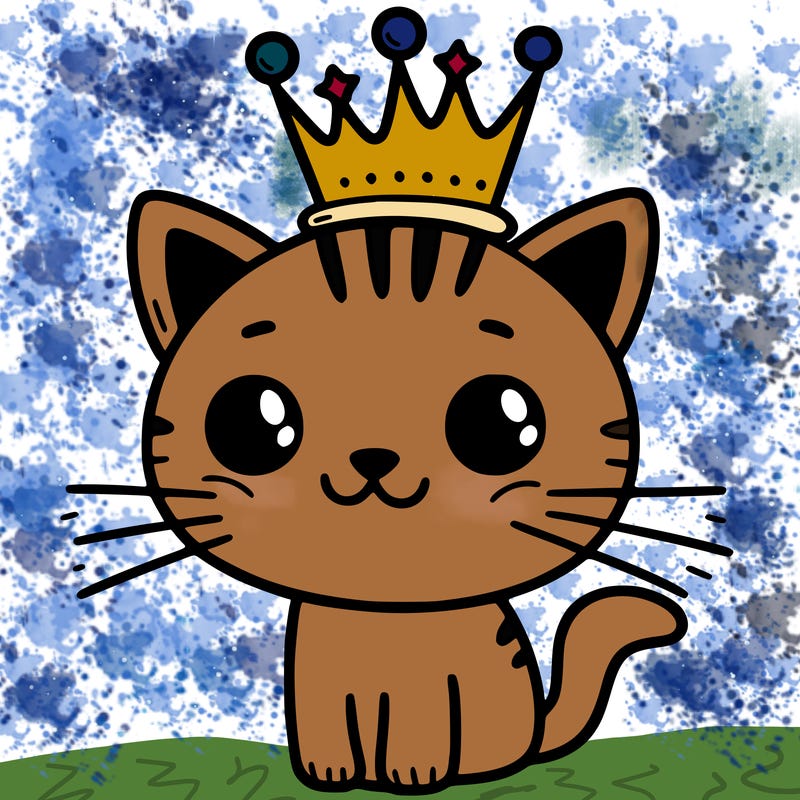 cat with crown easy to color