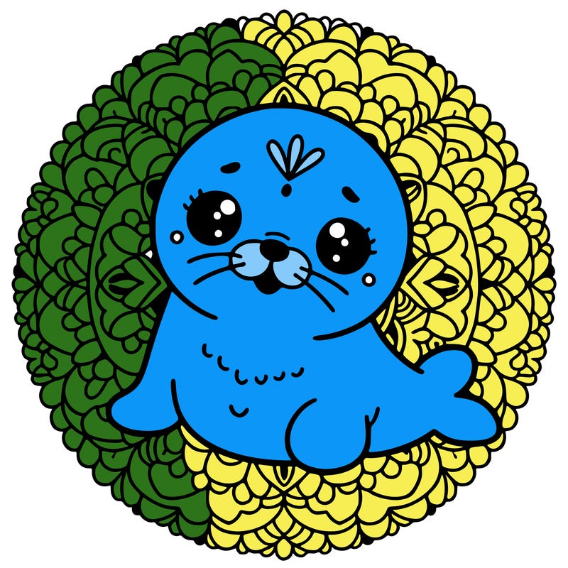 a cute baby seal mandala