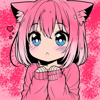 shy anime catgirl